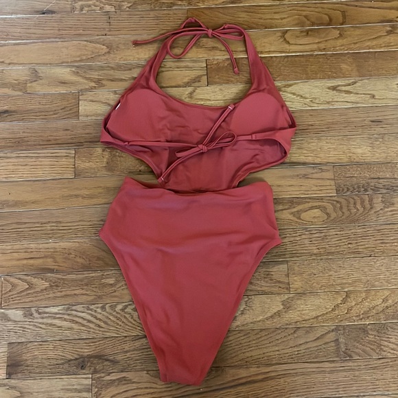 Aerie Red Cut Out One Piece - Picture 2 of 3